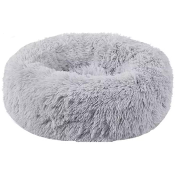Rundes Plüsch-Haustierbett 60cm grau