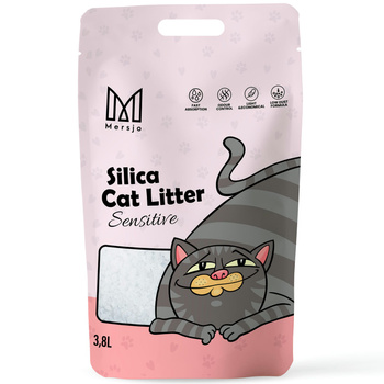 Silikon-Katzenstreu für die Katzentoilette, staubfrei, nicht zusammenbackend, geruchlos Premium Mersjo Sensitive 3,8L