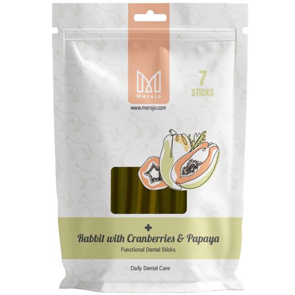 Zahnpflegesnack für Hunde Dental Sticks Mersjo Rind Algen Grüntee 28 Stück