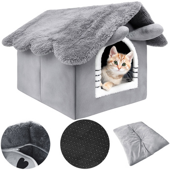 Katzenhaus, Plüsch-Laufstall-Bett, weiche Einstreu, Zwinger Mersjo