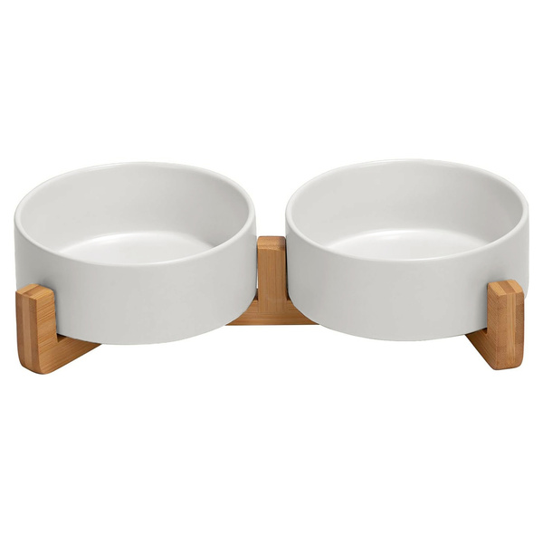 GERDA doppelte Keramik-Holzschale weiß 2x400ml