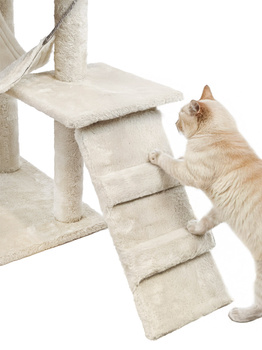 Katzenkratzbaum, Haus mit Spielzeug, hoch, 6 Ebenen, Bett, Comfort Line beige