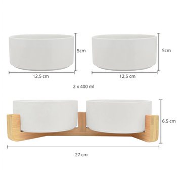 GERDA doppelte Keramik-Holzschale weiß 2x400ml