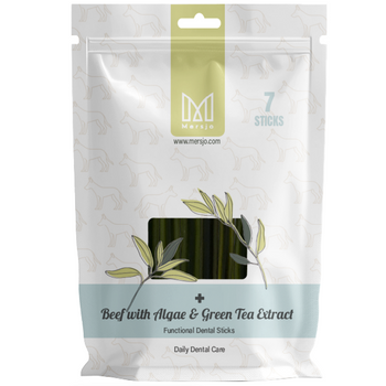 Dental Care Snack for Dogs Dental Sticks Mersjo Beef Algae Green Tea 7 Pieces