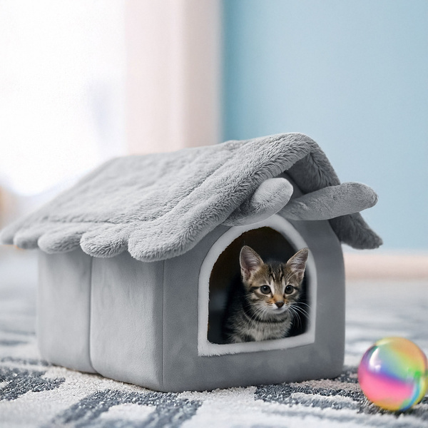 Katzenhaus, Plüsch-Laufstall-Bett, weiche Einstreu, Zwinger Mersjo