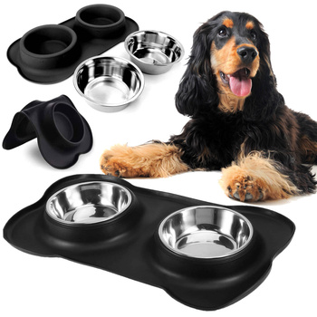 Double dog bowl black ANTI-SKIP