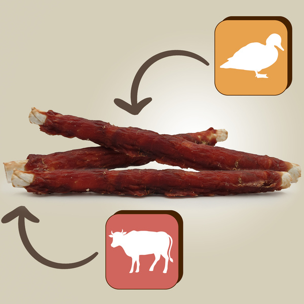Przysmak dla psa - Gryzak ze skóry wołowej z piersią z kaczki Mersjo 240g