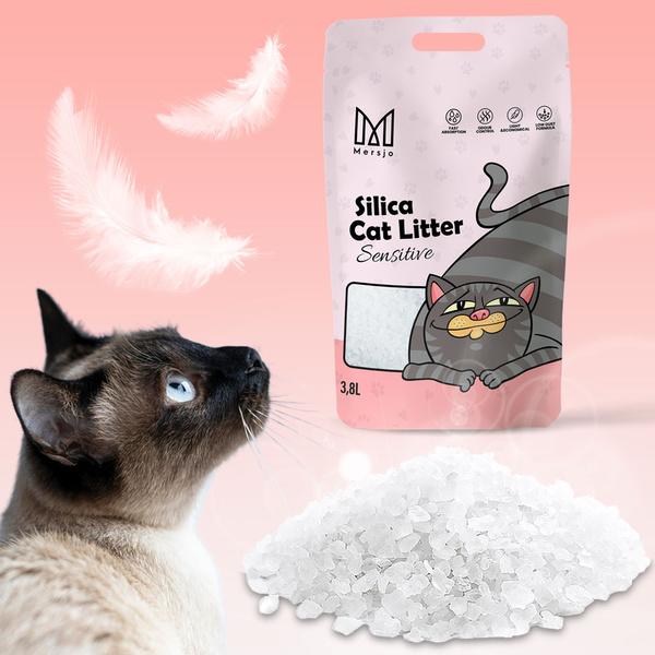 Silikon-Katzenstreu für die Katzentoilette, staubfrei, nicht zusammenbackend, geruchlos Premium Mersjo Sensitive 3,8L