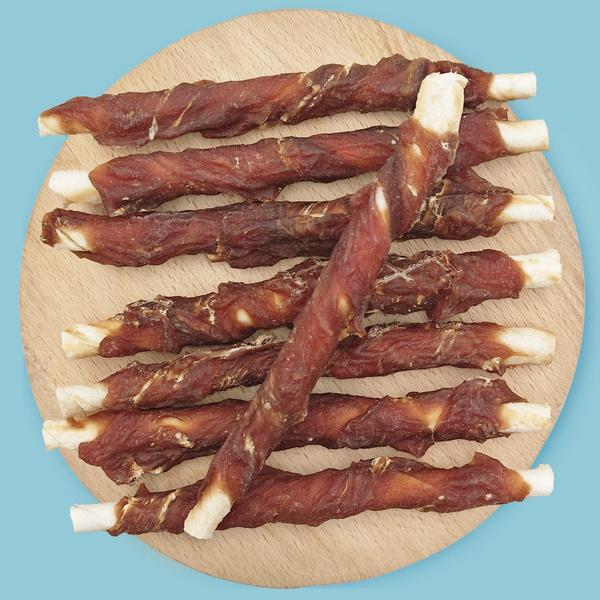 Hundeleckerli - Hautstäbchen umwickelt mit Entenfleisch Mersjo 500g