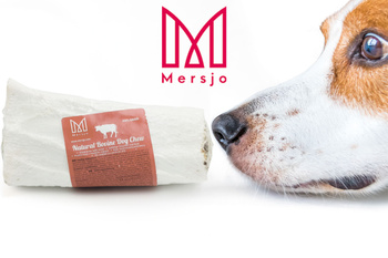 Natural dog chew with beef bone and meat, treat, delicacy, Mersjo