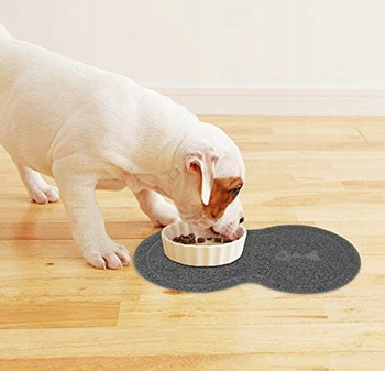 Non-slip mat under pet bowls, grey