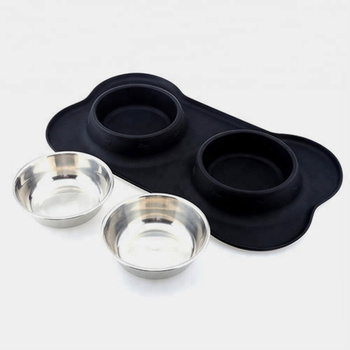Double dog bowl black ANTI-SKIP