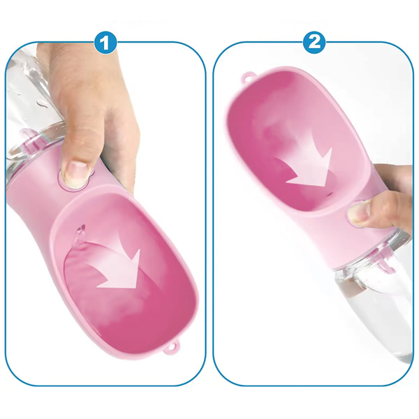 Hunde-Reiseflasche 350 ml rosa