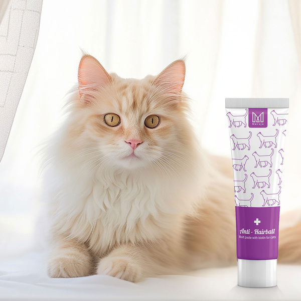 Cat functional paste with biotin, dietary supplement Mersjo Anti-Hairball 100g