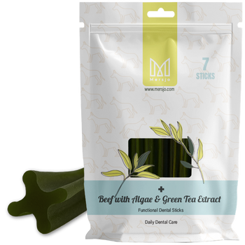 Dental Care Snack for Dogs Dental Sticks Mersjo Beef Algae Green Tea 7 Pieces