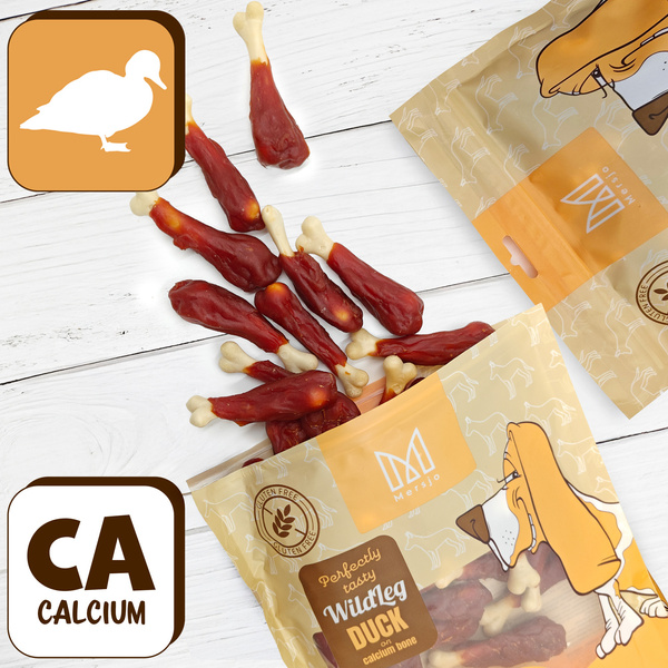 Duck leg with calcium, natural dog treat, Mersjo, WildLeg, 500g